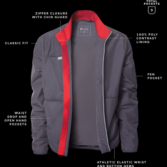 FIGS Charcoal Warm Up Jacket Size XS - Picture 6 of 8